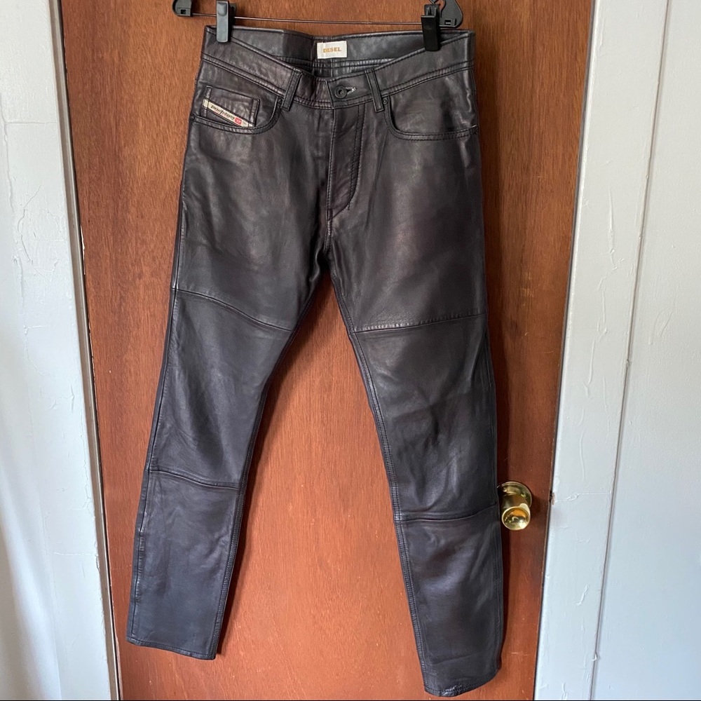 Diesel leather pants black button fly size 31